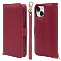 ラスタバナナ iPhone 15/14/13用手帳型ケース＋ハンドストラップ カード3枚 マゼンタ 7583IP361BO