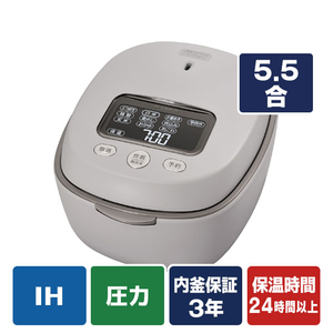 タイガー 土鍋圧力IHジャー炊飯器 ご泡火炊き キナリ(生成) JRL-A100CK-イメージ1