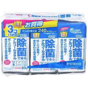大王製紙 エリエール除菌できるアルコールタオル 詰替 80枚×3個 FC910MV-イメージ1