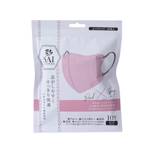 日翔 彩(SAI)立体マスク 10枚 ピンク×グレー FCT6006-イメージ1