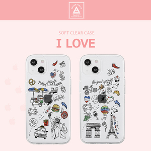 Dparks iPhone 13 Pro用ソフトクリアケース I LOVE PARIS DS21186I13P-イメージ2