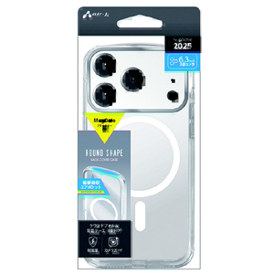 エアージェイ iPhone17 Pro用 MAGSAFE対応ラウンドフォルムクリアケース ホワイト AC-P25P-RMR WH-イメージ1