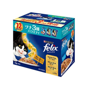 ネスレピュリナペットケア フィリックスパウチ 成猫 ツナ3種バラエティ 50g×12袋 FC531NP-イメージ1