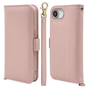 ラスタバナナ iPhone17e/16e用 ハンドストラップ手帳ケース ライトピンク 9432IP6EBHSLPK-イメージ1