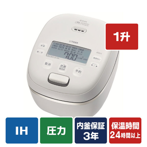 タイガー 圧力IHジャー炊飯器 ご泡火炊き オフホワイト JRI-S180WO-イメージ1