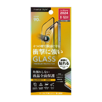 PGA iPhone 16/15用液晶全面保護ガラス 角割れ防止PETフレーム SHOCKPROOF 高透明 PG-24AGLF08SP