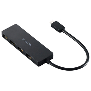 エレコム USB Type-C 4ポートUSB2.0ハブ ブラック U2HC-H040BK エレコム USB Type-C 4ポートUSB2.0ハブ ブラック U2HC-H040BK