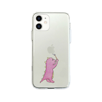 AKAN iPhone 12 mini用ソフトクリアケース お絵かきザウルス ピンク AK19190I12