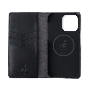 ABBI SIGNATURE iPhone 15 Pro用LIPARI イタリアンレザー MagSafe対応ダイアリーケース ネイビー ABS26191I15PR-イメージ2