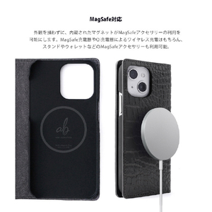 ABBI SIGNATURE iPhone 15 Pro用LIPARI イタリアンレザー MagSafe対応ダイアリーケース ネイビー ABS26191I15PR-イメージ8