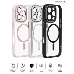 miak iPhone 16用レンズガード一体型MagSafe対応クリアケース ブラック MA27192I16-イメージ5