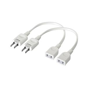 BUFFALO 電源延長ケーブル(1個口・0．2m) 2本セット ホワイト BSTAPEX02WHX2-イメージ1