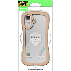 エレコム iPhone17用Grippy ハイブリッドケース フレームカラー メタルステッカー付 ベージュ PM-A25AGRPFCBE エレコム iPhone17用Grippy ハイブリッドケース フレームカラー メタルステッカー付 ベージュ PM-A25AGRPFCBE