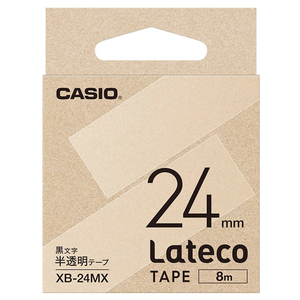カシオ Lateco専用テープ(黒文字/24mm幅) 半透明テープ XB-24MX-イメージ1
