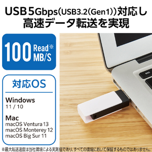 エレコム USBメモリ(128GB) ホワイト MF-RMU3B128GWH-イメージ5