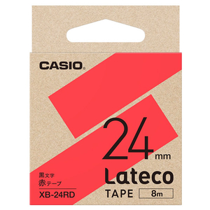 カシオ Lateco専用テープ(黒文字/24mm幅) 赤テープ XB-24RD-イメージ1