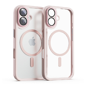 miak iPhone 16 Plus用レンズガード一体型MagSafe対応クリアケース ピンク MA27197I16PL-イメージ1