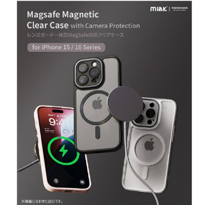 miak iPhone 16 Plus用レンズガード一体型MagSafe対応クリアケース ピンク MA27197I16PL-イメージ4