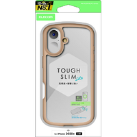エレコム iPhone17用TOUGH SLIM LITE ケース フレームカラー メタルステッカー付 ベージュ PM-A25ATSLFCBE