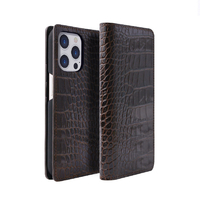 ABBI SIGNATURE iPhone 15 Pro Max用LIPARI イタリアンレザー MagSafe対応ダイアリーケース ダークブラウン ABS26198I15PM