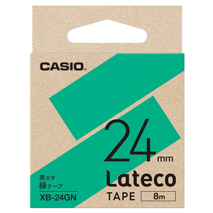 カシオ Lateco専用テープ(黒文字/24mm幅) 緑テープ XB-24GN-イメージ1