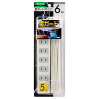 【kt】【送料込】シャープアイ 6\"0 オーケー 雷ガード付6個口節電タップ2mブラック｜YAZAWA CORPORATION