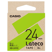 カシオ Lateco専用テープ(黒文字/24mm幅) 黄緑テープ XB-24YG