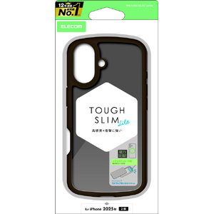 エレコム iPhone 17用TOUGH SLIM LITE ケース フレームカラー マットブラック(ラバーコート) メタルステッカー付 マットブラック PM-A25ATSLFCBKM-イメージ1