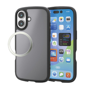 エレコム iPhone 17用TOUGH SLIM LITE ケース フレームカラー マットブラック(ラバーコート) メタルステッカー付 マットブラック PM-A25ATSLFCBKM-イメージ2