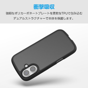エレコム iPhone 17用TOUGH SLIM LITE ケース フレームカラー マットブラック(ラバーコート) メタルステッカー付 マットブラック PM-A25ATSLFCBKM-イメージ4