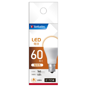 Verbatim LED電球 E17口金 全光束760lm(6.8W小形電球・広配光タイプ) 電球色相当 LDA6L-E17-G/LV3 Verbatim LED電球 E17口金 全光束760lm(6.8W小形電球・広配光タイプ) 電球色相当 LDA6L-E17-G/LV3