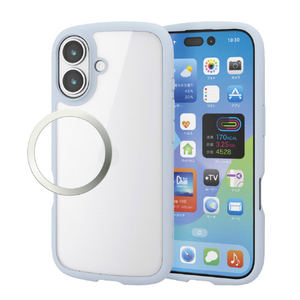 エレコム iPhone17用TOUGH SLIM LITE ケース フレームカラー メタルステッカー付 ブルー PM-A25ATSLFCBU-イメージ2