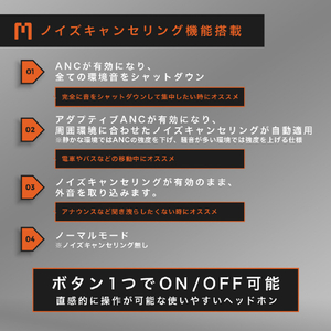 MONDO オーバーイヤーANCヘッドフォン グラファイト M1025-イメージ5