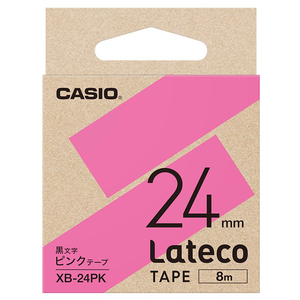 カシオ Lateco専用テープ(黒文字/24mm幅) ピンクテープ XB-24PK-イメージ1