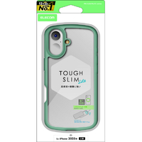 エレコム iPhone17用TOUGH SLIM LITE ケース フレームカラー メタルステッカー付 グリーン PM-A25ATSLFCGN