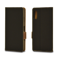 ラスタバナナ Xperia Ace II用ケース カバー 手帳型 +COLOR 耐衝撃吸収 薄型 サイドマグネット ブラック×ダークブラウン 6115XPA2BO