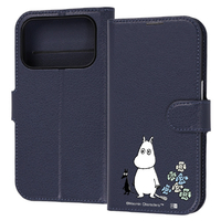 レイ・アウト iPhone 18 Pro用 / 17 Pro用 / ムーミン / 衝撃吸収 マグネットベルト シンプル 手帳型レザーケース / ムーミンとお花 RJ-AP58ELC1DN/MT46