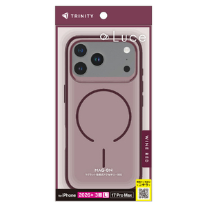 トリニティ iPhone 18 Pro Max用 / 17 Pro Max用  [Luce] マグネット吸着式アクセサリー対応 背面クリアハードケース クリア×ワインレッド TR-IP26L3-LUMS-CWR-イメージ1