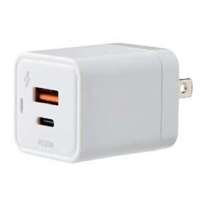 エルパ PD20W対応2ポート充電器 急速充電 ホワイト CHR-SP20ACWH-イメージ1