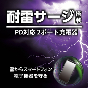 エルパ PD20W対応2ポート充電器 急速充電 ホワイト CHR-SP20ACWH-イメージ4