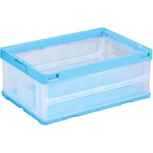 岐阜プラスチック工業 リス 薄型折りコン 蓋なし 30L ブルー透明 FCE673V-イメージ2