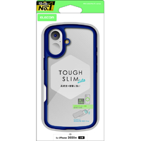 エレコム iPhone17用TOUGH SLIM LITE ケース フレームカラー メタルステッカー付 ネイビー PM-A25ATSLFCNV