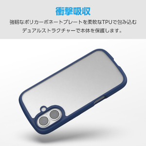 エレコム iPhone17用TOUGH SLIM LITE ケース フレームカラー メタルステッカー付 ネイビー PM-A25ATSLFCNV-イメージ4