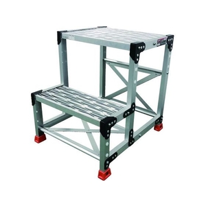 トラスコ中山 TRUSCO/作業用踏台 アルミ製・グレーチング仕様 SUS金具 2段 FC573HG-2074506-イメージ1