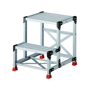 トラスコ中山 TRUSCO/作業用踏台 アルミ製・グレーチング仕様 SUS金具 2段 FC573HG-2074506-イメージ2