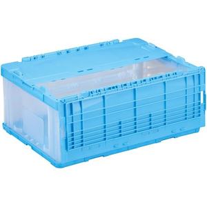 岐阜プラスチック工業 リス 薄型折りコン 蓋あり 30L ブルー透明 FCE675V-ｳｪｯﾄﾚｽ30T-イメージ2