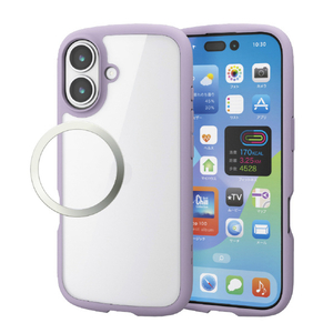 エレコム iPhone 17用TOUGH SLIM LITE ケース フレームカラー メタルステッカー付 ラベンダー PM-A25ATSLFCPU-イメージ2