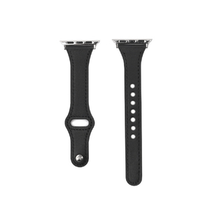 WEARPLANET Apple Watch 49/46/45/44/42mm用Slim Line フラット本革バンド ディープブラック WP23205AWBK-イメージ1