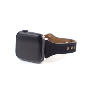 WEARPLANET Apple Watch 49/46/45/44/42mm用Slim Line フラット本革バンド ディープブラック WP23205AWBK-イメージ2