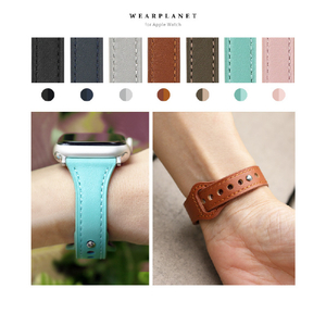 WEARPLANET Apple Watch 49/46/45/44/42mm用Slim Line フラット本革バンド ディープブラック WP23205AWBK-イメージ7